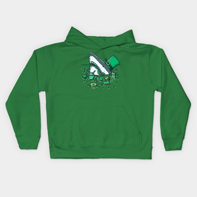 St Patricks Day Sweets Shark Kids Hoodie by nickv47